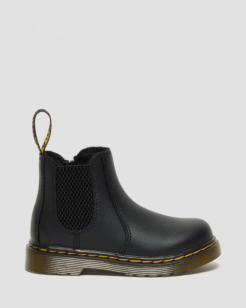 Kids' Dr Martens Infant/Toddler 2976 Softy T Leather Chelsea Boots Black | AU 666VRW